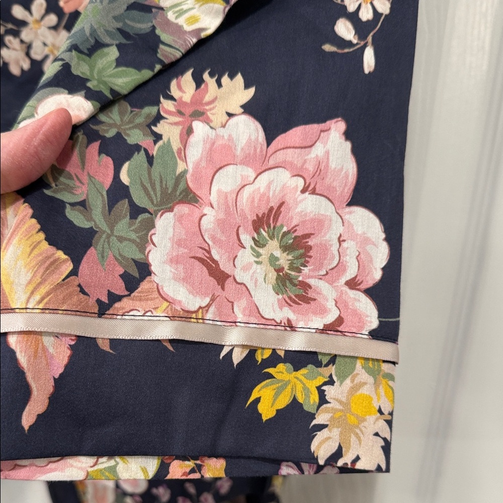 Papinelle Navy Floral Pajama Top with Pink and Yellow Accents - Picture 5 of 10